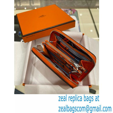 HERMES SILK'IN COMPACT WALLET IN ORIGINAL EPSOM LEATHER ORANGE 2023 - Click Image to Close