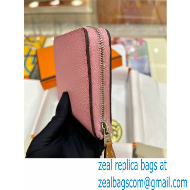 HERMES SILK'IN COMPACT WALLET IN ORIGINAL EPSOM LEATHER PINK 2023