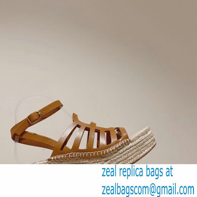 Hermes Heel 8.5cm Platform 5cm Catalya Wedge Espadrilles Brown 2023