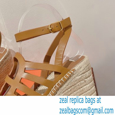 Hermes Heel 8.5cm Platform 5cm Catalya Wedge Espadrilles Brown 2023 - Click Image to Close