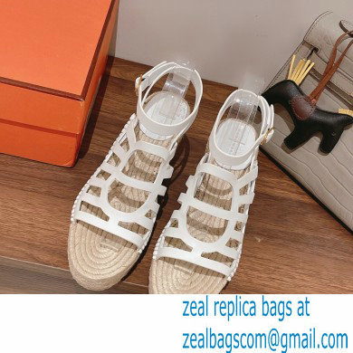 Hermes Heel 8.5cm Platform 5cm Catalya Wedge Espadrilles White 2023