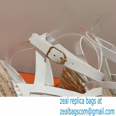Hermes Heel 8.5cm Platform 5cm Catalya Wedge Espadrilles White 2023 - Click Image to Close
