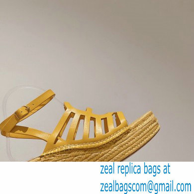 Hermes Heel 8.5cm Platform 5cm Catalya Wedge Espadrilles Yellow 2023 - Click Image to Close