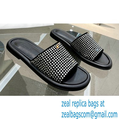 JW Anderson Bumper-tube Leather Slides Crystals Black 2023