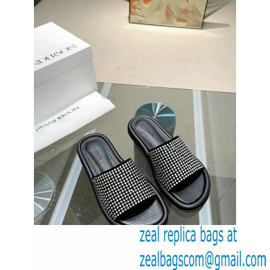 JW Anderson Bumper-tube Leather Slides Crystals Black 2023