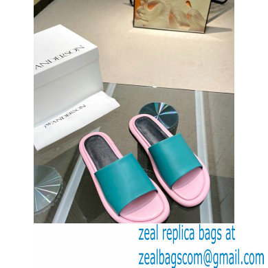 JW Anderson Bumper-tube Leather Slides Green/Pink 2023 - Click Image to Close