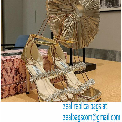 Jimmy Choo Bing 105 crystal-embellished leather sandals gold 2023