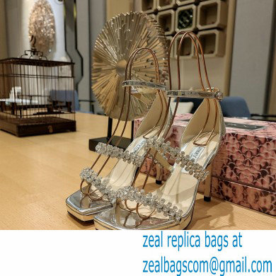 Jimmy Choo Bing 105 crystal-embellished leather sandals silver 2023