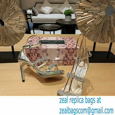 Jimmy Choo Bing 105 crystal-embellished leather sandals silver 2023