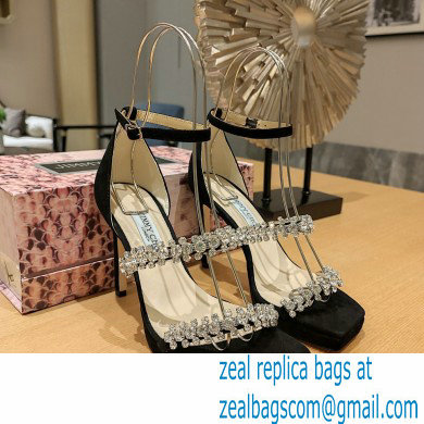 Jimmy Choo Bing 105 crystal-embellished suede sandals black 2023 - Click Image to Close