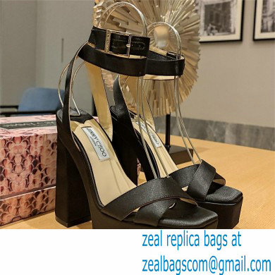 Jimmy Choo Gaia 140 satin platform sandals black 2023