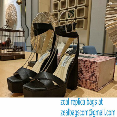 Jimmy Choo Gaia 140 satin platform sandals black 2023