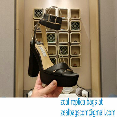 Jimmy Choo Gaia 140 satin platform sandals black 2023 - Click Image to Close