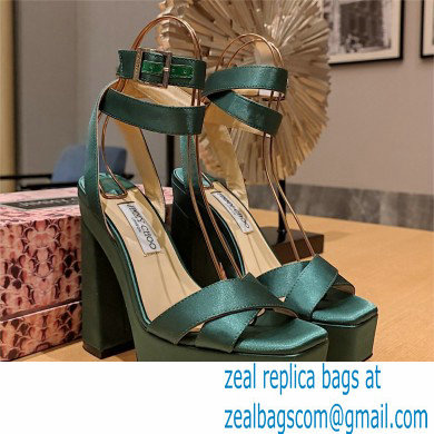 Jimmy Choo Gaia 140 satin platform sandals green 2023