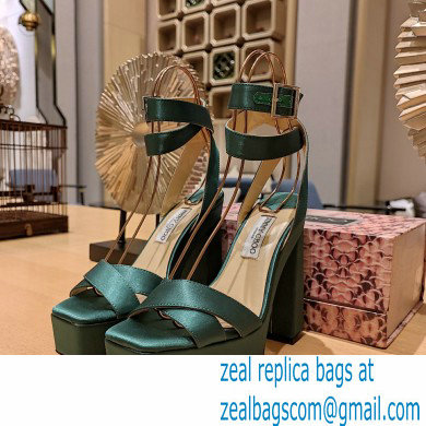 Jimmy Choo Gaia 140 satin platform sandals green 2023