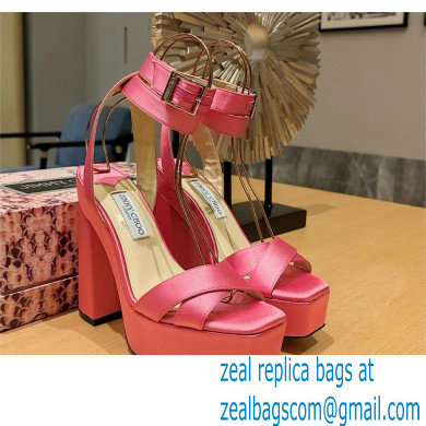 Jimmy Choo Gaia 140 satin platform sandals pink 2023 - Click Image to Close