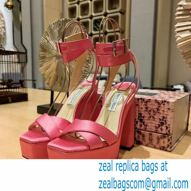 Jimmy Choo Gaia 140 satin platform sandals pink 2023 - Click Image to Close