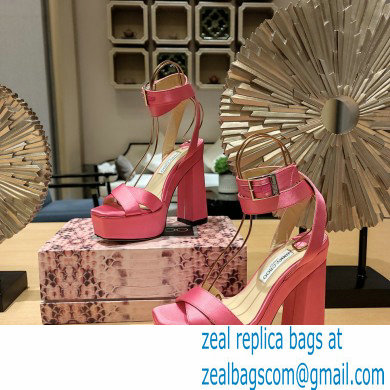 Jimmy Choo Gaia 140 satin platform sandals pink 2023 - Click Image to Close