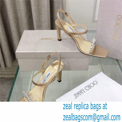 Jimmy Choo Meira 85 embellished suede sandals gold 2023 - Click Image to Close