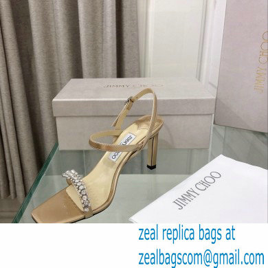 Jimmy Choo Meira 85 embellished suede sandals gold 2023 - Click Image to Close