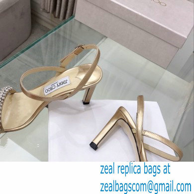 Jimmy Choo Meira 85 embellished suede sandals gold 2023