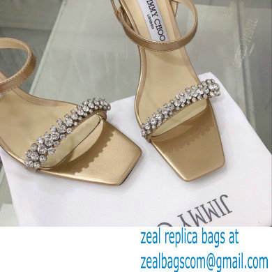 Jimmy Choo Meira 85 embellished suede sandals gold 2023 - Click Image to Close