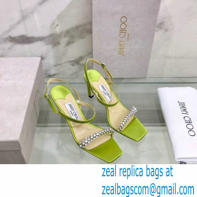 Jimmy Choo Meira 85 embellished suede sandals green 2023 - Click Image to Close