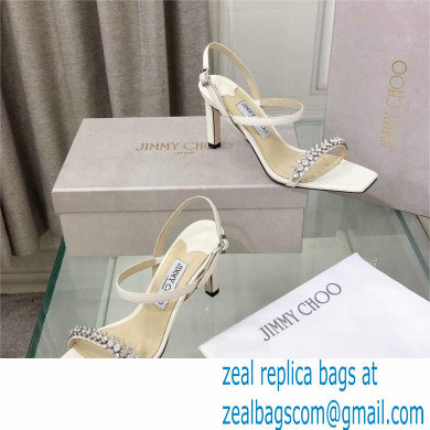 Jimmy Choo Meira 85 embellished suede sandals white 2023