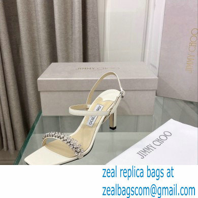 Jimmy Choo Meira 85 embellished suede sandals white 2023 - Click Image to Close