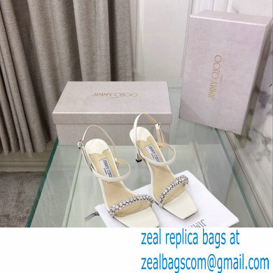 Jimmy Choo Meira 85 embellished suede sandals white 2023