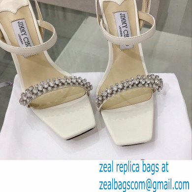 Jimmy Choo Meira 85 embellished suede sandals white 2023 - Click Image to Close