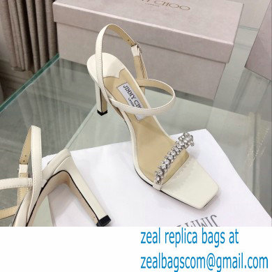 Jimmy Choo Meira 85 embellished suede sandals white 2023 - Click Image to Close