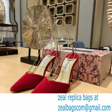 Jimmy Choo Saeda 85 velvet pumps red 2023