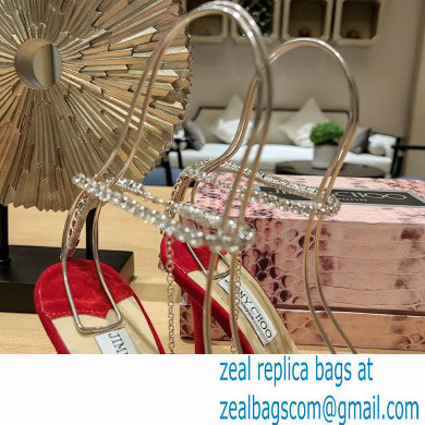 Jimmy Choo Saeda 85 velvet pumps red 2023 - Click Image to Close