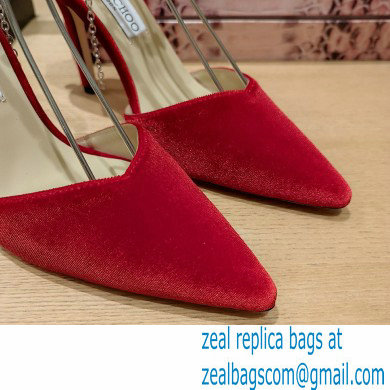 Jimmy Choo Saeda 85 velvet pumps red 2023 - Click Image to Close