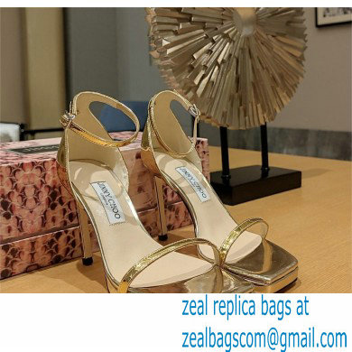 Jimmy Choo alva 120 metallic leather sandals gold 2023