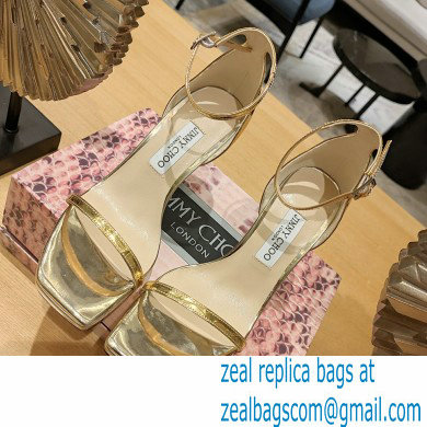 Jimmy Choo alva 120 metallic leather sandals gold 2023 - Click Image to Close