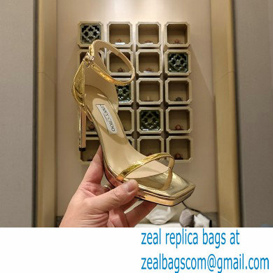 Jimmy Choo alva 120 metallic leather sandals gold 2023