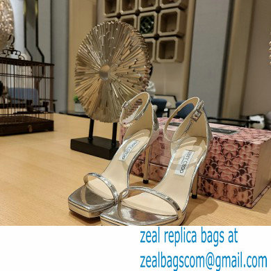 Jimmy Choo alva 120 metallic leather sandals silver 2023 - Click Image to Close