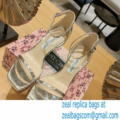 Jimmy Choo alva 120 metallic leather sandals silver 2023 - Click Image to Close