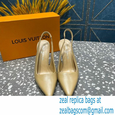 Louis Vuitton Heel 10cm Sparkle Slingback Pumps in leather Beige 2023