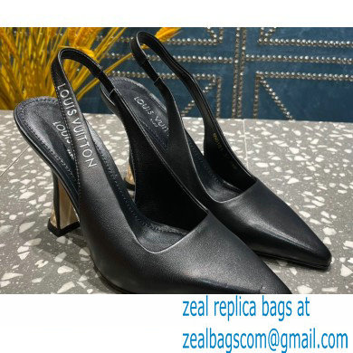 Louis Vuitton Heel 10cm Sparkle Slingback Pumps in leather Black 2023