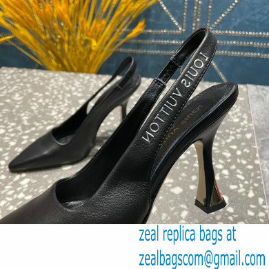 Louis Vuitton Heel 10cm Sparkle Slingback Pumps in leather Black 2023