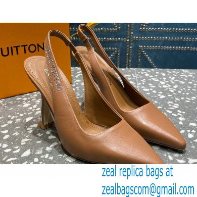 Louis Vuitton Heel 10cm Sparkle Slingback Pumps in leather Brown 2023