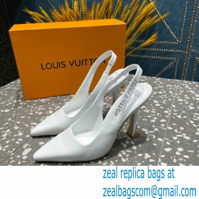 Louis Vuitton Heel 10cm Sparkle Slingback Pumps in leather White 2023