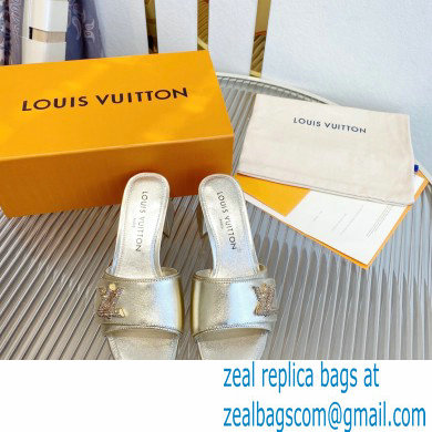 Louis Vuitton Heel 5.5cm Shake Mules in Metallic lambskin Gold 2023