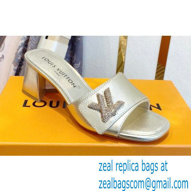 Louis Vuitton Heel 5.5cm Shake Mules in Metallic lambskin Gold 2023