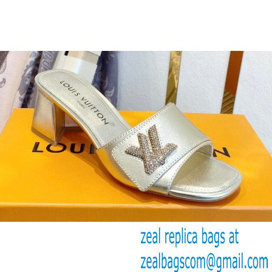 Louis Vuitton Heel 5.5cm Shake Mules in Metallic lambskin Gold 2023 - Click Image to Close