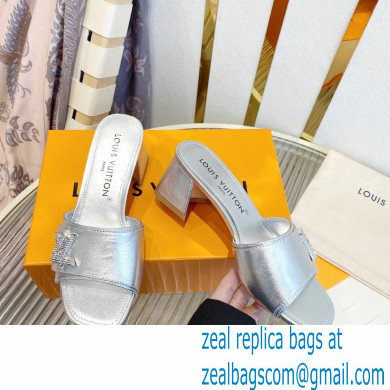 Louis Vuitton Heel 5.5cm Shake Mules in Metallic lambskin Silver 2023