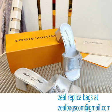 Louis Vuitton Heel 5.5cm Shake Mules in Metallic lambskin Silver 2023